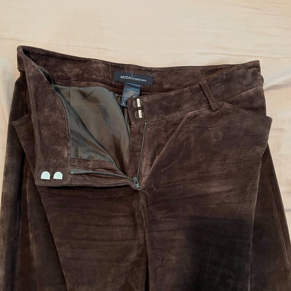 ❣️LIKE NEW❣️Washable Brown Suede Pants by MODA International 100% Genuine. - Picture 6 of 12